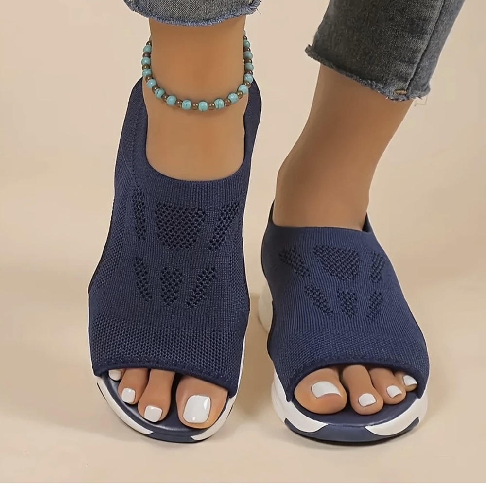 NEW Women's Flat Sandals-Navy Blue